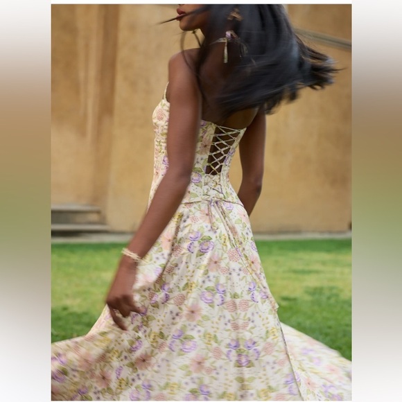 V Chapman The Carrie Set Cordoba Print Corset Top Midi Skirt Floral Size 0 - Picture 4 of 14